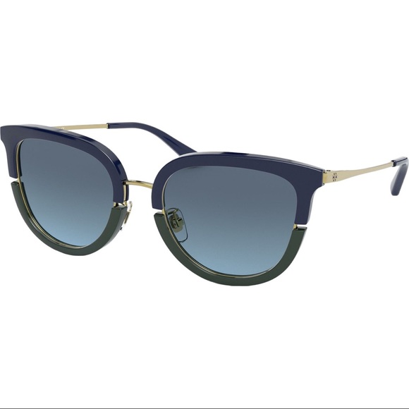 Tory Burch Phantos Blue Green Gradient Sunglasses w/ Case - Picture 1 of 1